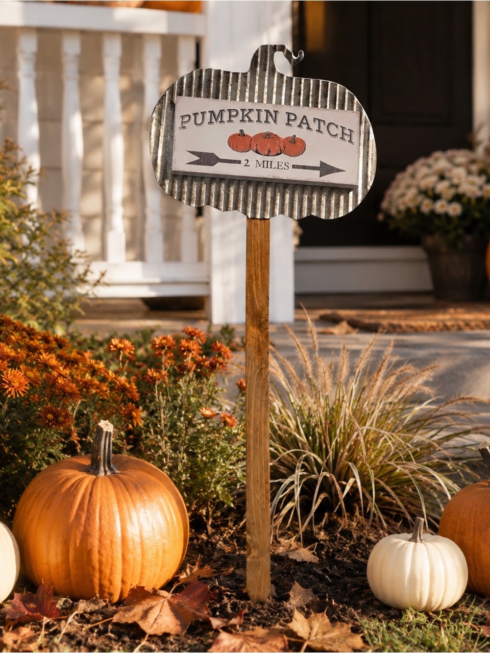 Quill to Paper Pumpkin Patch Yard Stake Metal Wood Sign Fall Farmhouse Decor